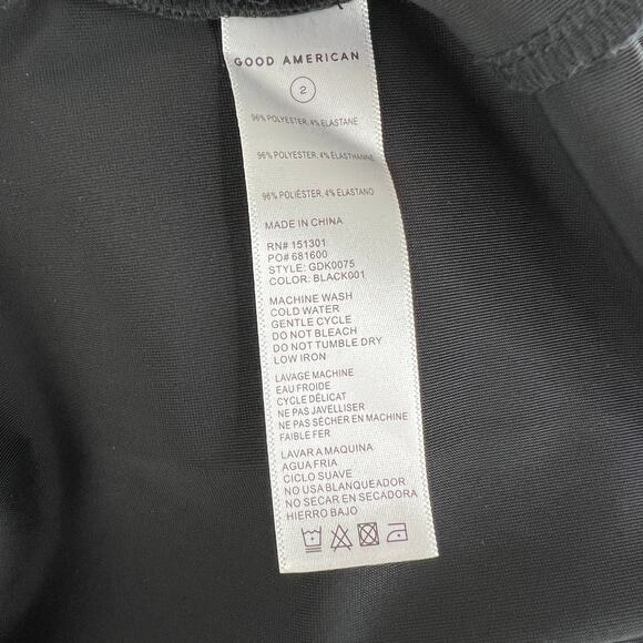 Good American Black Velvet Plunge V-Neck Long Sleeve Bodycon Midi Dress Sz 2 NEW - Picture 11 of 11